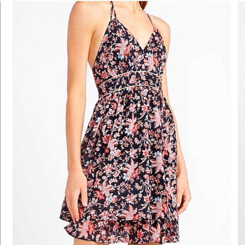 Express Floral Halter Mini Dress - Size XS